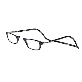 Clic Magnetic Reading Glasses (Expandable), Adjustable Temple Computer Readers, Original Expandable, (Black, 1.50 Magnification)