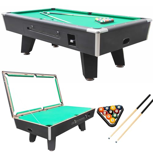 DEVESSPORT Billar Deluxe 8' con Monedero | Mesa con Estructura Robusta y Campo de Juego 185,5 x 94,5 cm | Ideal para Bares, Salas Recreativas y Hogar