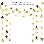Patelai Glitter Star Garland Banner 2026 Party Decor 130 Feet Star Hanging Banner Twinkle Backdrop for Graduation Birthday Classroom Wedding Supplies(Gold) - Image 3