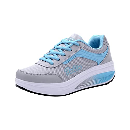Womens Sneakers Walking Shoes Women Soft Comfy Running Shoe Fashion Lace Up Casual Lightweight Tennis Sneaker Wide Dress Blue