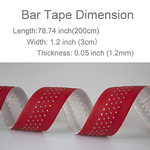 Dosarzo Bike Handlebar Tape, Solid Grip Pu Leather Bar Tape For Handles, Quick Drying Red Bike Frame Protection Tape 1.2Mm #TOP3