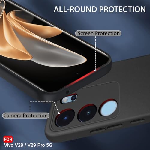 Image of TheGiftKart Sleek Back Cover Case for Vivo V29 / V29 Pro 5G | Slim Fit Protective Design | Ultra Matte Finish | Camera Protection Bump | Soft Silicon Back Cover Case for Vivo V29 / V29 Pro 5G (Black)