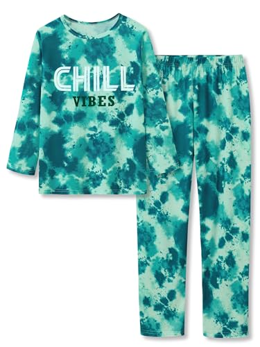 Image of Tebbis Boys Comfy Trendy Print Long Sleeve & Pants Pajama Set Sizes 6-18 | Lightweight Breathable Fabric, 2-Piece PJs, Trendy Printed Jammies for Little & Big Boys, Ideal for Lounging and Sleeping