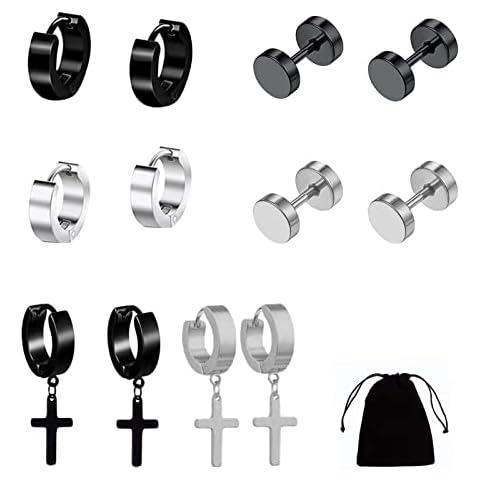 Udewo Stainless Steel Men's Earrings Set Cover