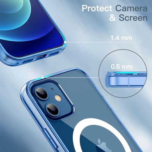 Image of JETech Magnetic Cover Case for iPhone 12 /12 Pro 6.1-Inch Compatible with MagSafe Wireless Charging, Shockproof Phone Bumper Cover, Anti-Scratch Clear Back (Jean Indigo)