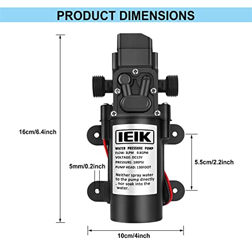 Image of Water Pressure Diaphragm Pump DC 12V 30W Water Pressure Sprayer Pump 3LPM 0.8 GPM 100PSI 130ft Self Priming Pump for Caravan RV Boat Marine Agricultural Spraying Port