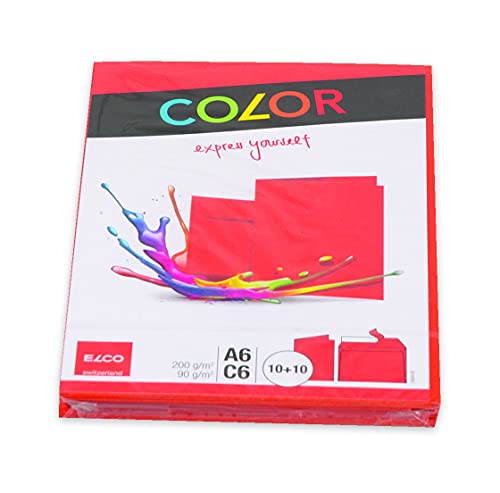 Doppelkarten ELCO Color blanko A6 200 g m² inkl passenden Umschlägen C6 90 g m² Set mit jeweils 10 Stück rot