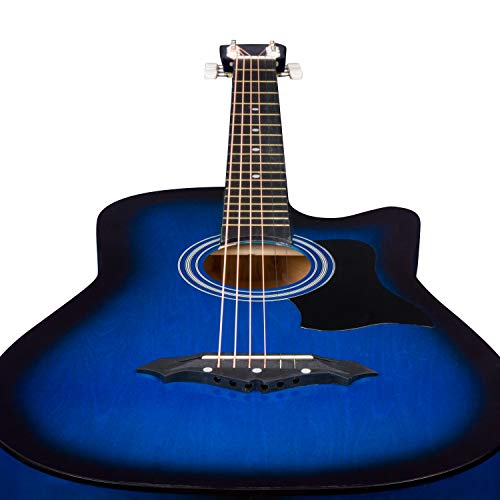 Image of JOYMUSIC 6 String 38 inch Acoustic Guitar Kit,Blueburst,Gloss (JG-38C,BLS), Right