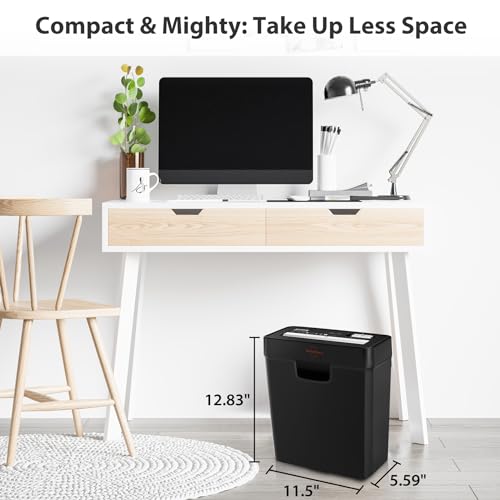 VidaTeco Shredder for Home Use 6-Sheet Strip Cut Paper Shredder,Also Shred Card/Staple,Small Mini Document Shredding Machine for Office with Patented Jam Proof,Portable for Home,2.65-Gal Bin - Image 7