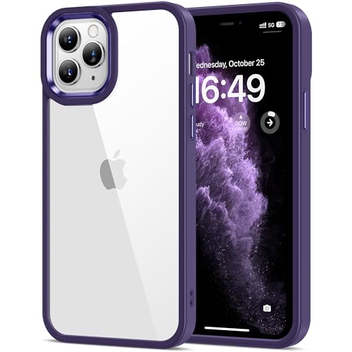 Image of HOOMIL Case for iPhone 11 Pro Max 6.5-Inch, Non-Yellowing, Drop Protection, Anti-Scratch Transparent Hard Back Phone Cover - Purple