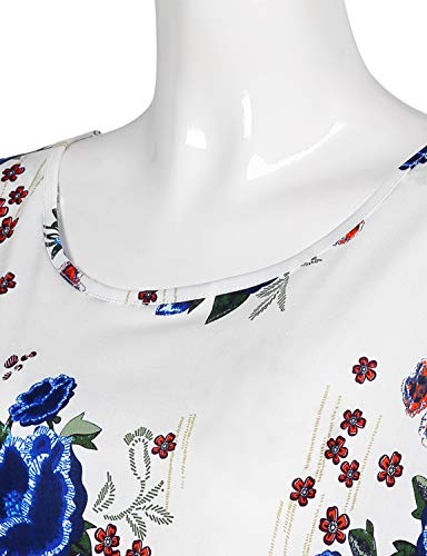 Joymom Maternity Sleeveless Tops,Women's Shirts And Blouses Summer Scoop Neck Floral Tunic Tank Pregnancy Soft Knitted Sleep Wear White Flower Medium Halloween Clothes #TOP2