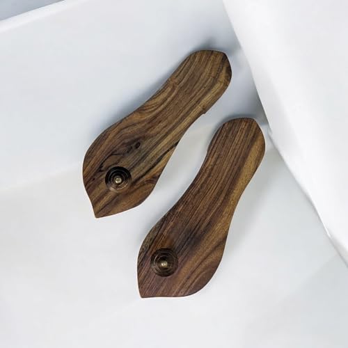 Image of Paan-Shape Puja Slipper | Archana Paduka | Traditional Wooden Khadau Chappal for Men | Hand-crafted Rosewood Sandals for Auspicious Occasions | Durable Design (27 x 8 x 8 cm, Wood Colour)