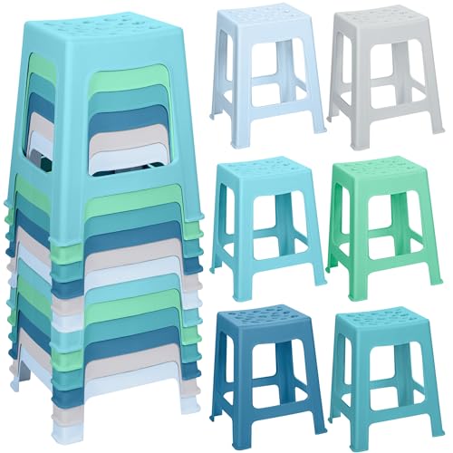 TURSTIN 12 Pack Plastic Stools 16.9 Inch Nesting Stools 6
