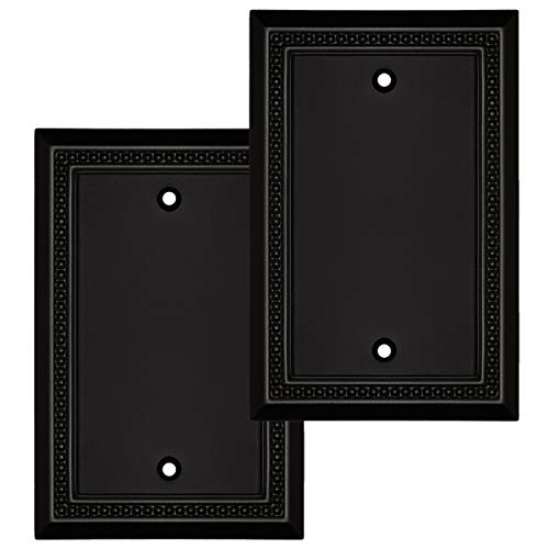 Image of Henne Bery Sunken Pearls Heavy Duty Decorative Wall Plate Switch Plate Outlet Cover, Durable Solid Zinc Alloy (Single Blank 2PK, Matte Black)