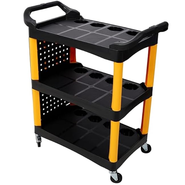 3 Tier Rolling Auto Detail Cart: Heavy Duty 300lbs Capacity Tool Organizer With Locking Wheels & Spray Bottle Holders - Professional Mobile Detailing Cart For Auto Shops & Garage Workshop Org-69r9GGzc