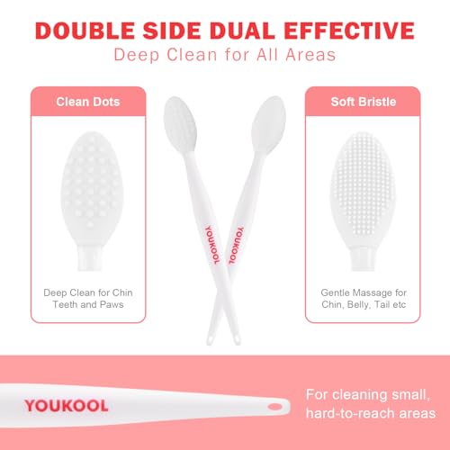 Image of 2PCS Pet Black Seed Brush for Cat Chin Acne & Blackhead Removal | Silicone Double-sided Grooming Brush for Acne Treatment | Acne Removing Tool|Cat Grooming Essentials,White