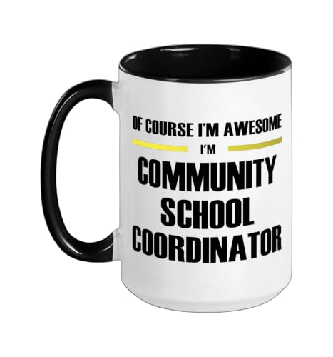 The Awesome Community School Coordinator Ceramic Mug, Black/White, 15oz