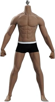 Fremego 1/6 Scale Male Body,12inch Super Flexible Male Seamless Strong and Handsome Suntan Skin Muscular Action Figure Body Doll Collection M33
