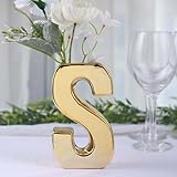 Efavormart 6' Shiny Gold Plated Ceramic Letter S Sculpture Flower Vase, Bud...