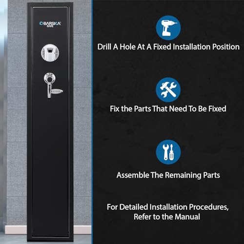 Image of Barska Biometric Rifle Gun Safe - Quick Access Fingerprint Long Gun Safe for Home, DOJ Approved, Silent Mode, Removable Shelf, Backup Keys & Battery