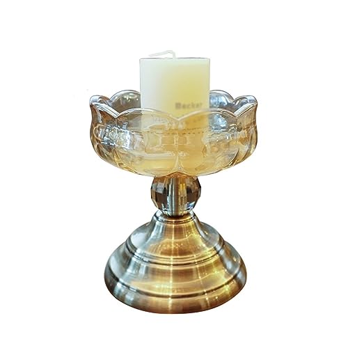 candle-holder European Candle Holder Ornaments Retro Glass Candle Holder Living Room Table Decoration Wedding Romantic Candle Light Dinner Props candlestick(A)
