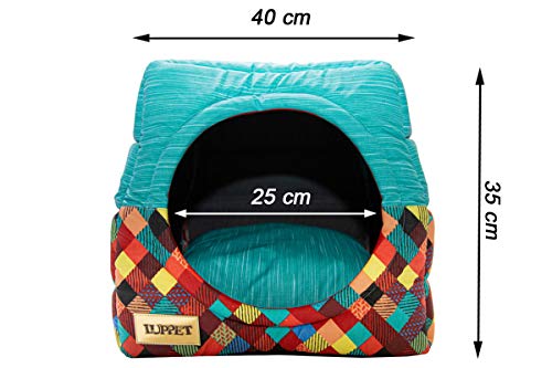 Toca e Cama Impermeável Luppet 2 em 1 com Almofada para Cachorro ou Gato de até 5Kg Verde M