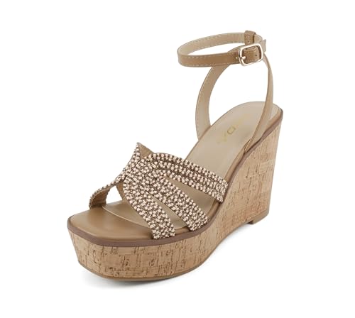 Soda “Auto” ~ Women Square Toe H-Band High Wedge Heeled Raffia Sandals2