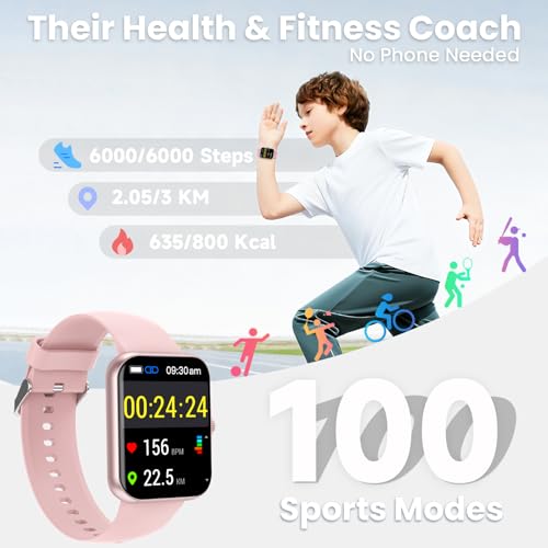 BJLBOJEY Kids Smart Watch Fitness Tracker for Boys Girls 4 to 12 Pink - Image 2