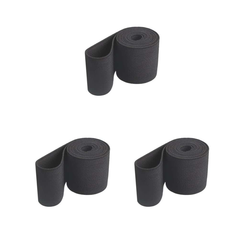 Juego de 3 bandas elásticas planas de 17.5 yardas de ancho para pantalones, costura, ropa, bricolaje, color negro