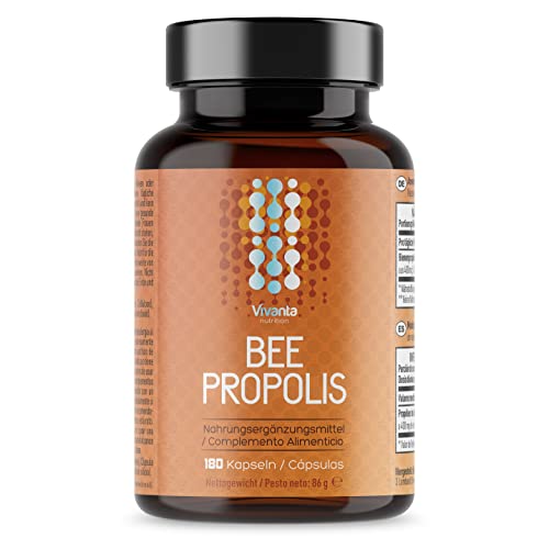 Bienen Propolis Kapseln - 2.000 mg Propolis Äquivalent pro Portion - 180 Kapseln (3 Monatsvorrat) - 400 mg natürliches 5:1 Bienenpropolis Extrakt x 90 Portionen