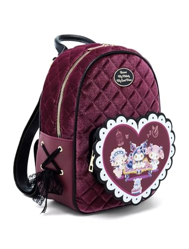 Hot Topic Her Universe Kuromi My Melody & My Sweet Piano Velvet Mini Backpack BURGUNDY NONE2