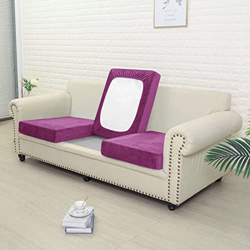 Jonuiony 2023 New Wear-Resistant Universal Sofa Cover, Stretch Velvet Separate Couch Cushion Slipcovers, L Shape Sofa Chaise Covers For Both Left/Right Sectional Couch (Purple,Large 4 Seat) #TOP1