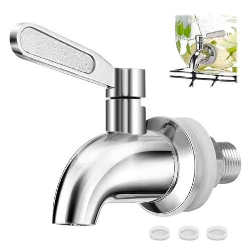 YPLonon Getränkespender Zapfhahn Universal 304 Edelstahl Ersatz Zapfhahn für Getränkespender 16mm Wasserspender Ersatzhahn für Wasserspender, Glasbehälter, Heiß- und Kaltbierfässer