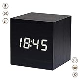 🕗 Control de Sonido (modo de ahorro de energía)-----En este modo, la pantalla se apagará automáticamente después de 15 segundos, el sonido de más de 60 dB a corta distancia o cualquier toque puede despertar este reloj despertador de madera LED inteligente, también puede activarse o desactivarse eata función.