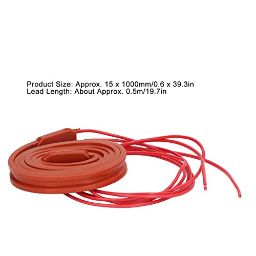 0.6x39.3 Zoll 40W Silikon Heizband Flexible HeizungWasserdichtes, Automatisch Gesteuertes Elektrisches Heizband für die Zusatzheizung von Klimakompressoren, Motoren, Tauchwasserpumpen(DC12V)