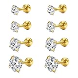 QSKISS Pendientes de acero inoxidable para hélice, tragus, mariposa, tragus, cartílago, caracola, piercing, Acero inoxidable