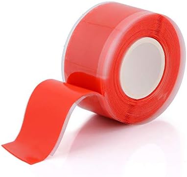 Self-Fusing Silicone Tape Fusional Repair Tape Self-Adhesive for Leak Seal Repair Electrical Insulation Tape Heat Resist & Waterproof Airtight Tape Multi-Purpose Soft Rubber Strip 3mx25mmx0.5mm Red