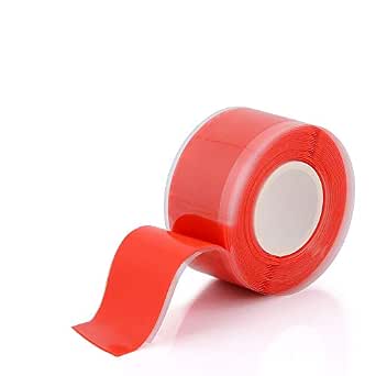 Self-Fusing Silicone Tape Fusional Repair Tape Self-Adhesive for Leak Seal Repair Electrical Insulation Tape Heat Resist & Waterproof Airtight Tape Multi-Purpose Soft Rubber Strip 3mx25mmx0.5mm Red