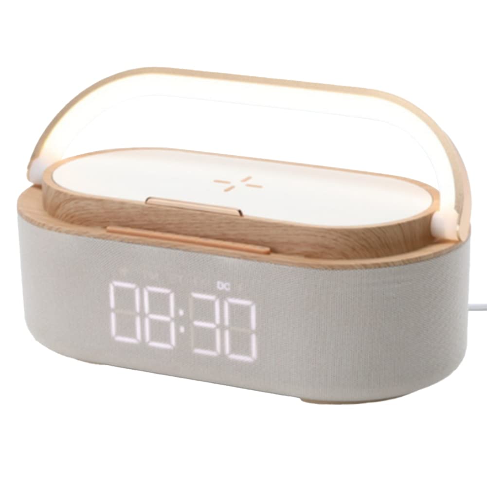 PEKKA Altavoz Bluetooth de 1800MAh Reloj Despertador Digital con Cargador InaláMbrico Reloj Radio Luz Altavoces Duales Casa Junto a la Cama