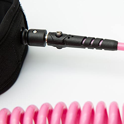 Foto von Heytur Surfboard Leash,SUP Surf Sicherheitsfuß Seil,Wasserski Fußseil,Stand up Paddle Board Leash Coil Surf Zubehör (7mm Pink)