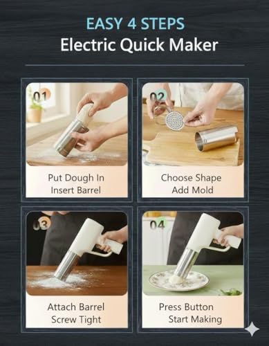 Image of EKIY Electric 12 Mould Stainless Steel Idiyappam,Noolappam,Cakes,Muruke,Pakkavada,Noodles,Pasta Maker Machine |50 Times for Full Charge| 1500Mah Type-C Cordless | Automatic Portable (12 Mould Blue)
