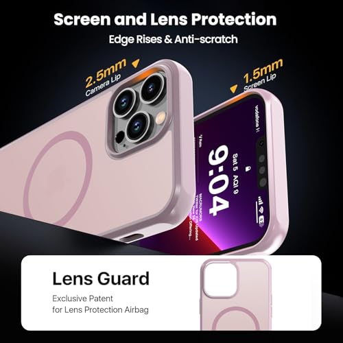 DEERLAMN Magnetic Matte Case for iPhone 13 Pro, [Compatible with MagSafe][Military Grade Drop Protection] Anti-Fingerprint Slim Translucent Shockproof Protective Phone Cover, Pink by DEERLAMN - Image 5