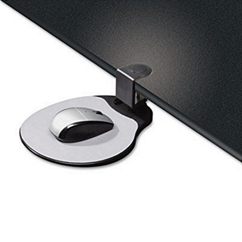 Aidata UM003B Mouse Platform Under Desk, Sturdy Metal Clamp Fits Onto Desks Up To 40mm/1.57", Platform Rotates 360 Degrees To Hide Mouse Under The Desk, Built-in Cable Clip Keeps Mouse In Place, Black - Thumbnail 4