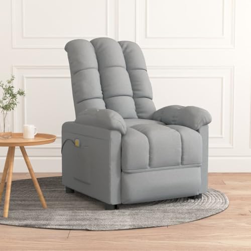 Massage Chair Light Grey Fabric Recliner Massaging Body Relaxing Home Office, Perfect for Heat and Therapy
