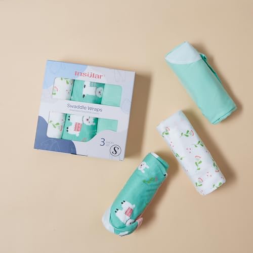 Image of insular Baby Swaddle Wrap, Swaddle Blanket for Newborn and Infant, Adjustable Swaddling Set for Boy and Girl, Soft Cotton Baby Sleep Sack 3 Pack, Alpaca, Small(0-3 Month)
