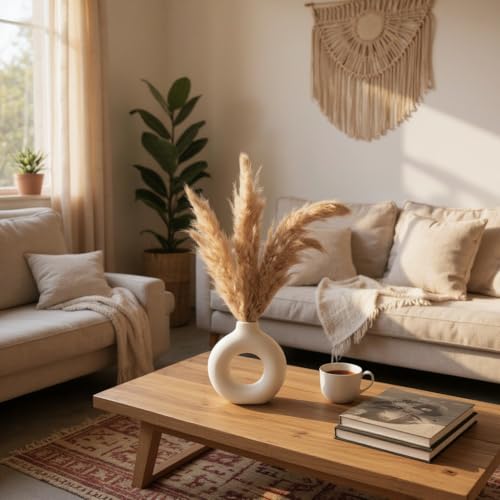Image of Decorative Glass Vase for Flower Plants | Clear Glass vases for Home Decor | Glass vase for Living Room (Donut)