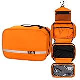 Boic Neceser De Viaje, Neceser Plegable con 4 Compartimentos Accesorios De Baño (Orange)