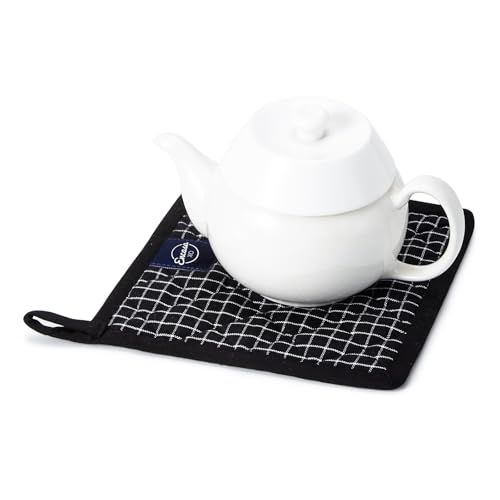 Image of Encasa XO Oven Microwave Pot Holders Trivets 21 cm (2 pc) for Kitchen Cooking & Baking - Heat Resistant, Thick & Safe, Protection of Hands from Hot Utensils, Grill, BBQ - Butcher Checks Black