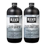 Bleach London Silver Toning Shampoo and Conditioner, Ashy Purple Colour Correcting Set for Light Bleached Blonde Hair, Cleanses, Nourishes and Removes Brassy Yellow Tones 2 x 500ml