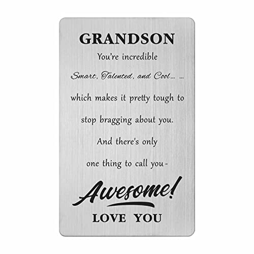 Levole Grandson Wallet Card - Awesome Grandson Graduation Gift, Birthday, Christmas, Valentines